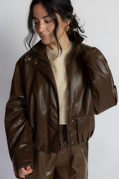 Never Knew Leather Bomber Jacket