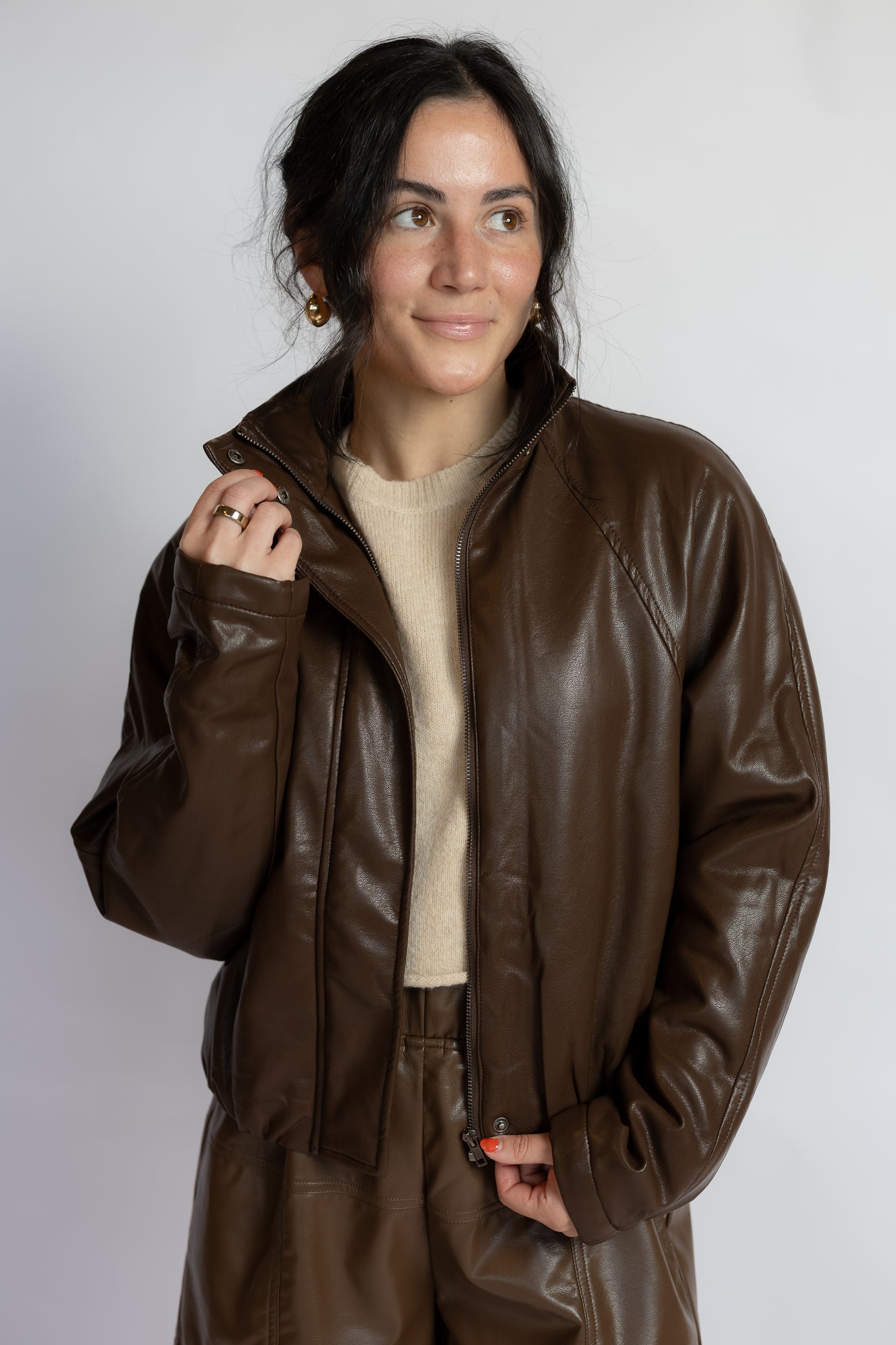 Never Knew Leather Bomber Jacket