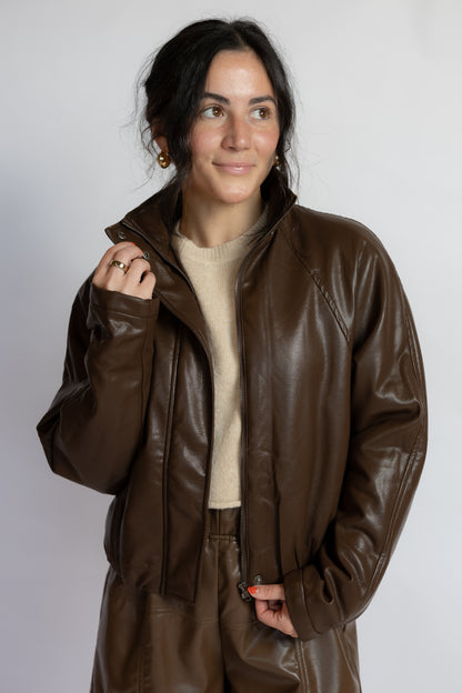 Never Knew Leather Bomber Jacket