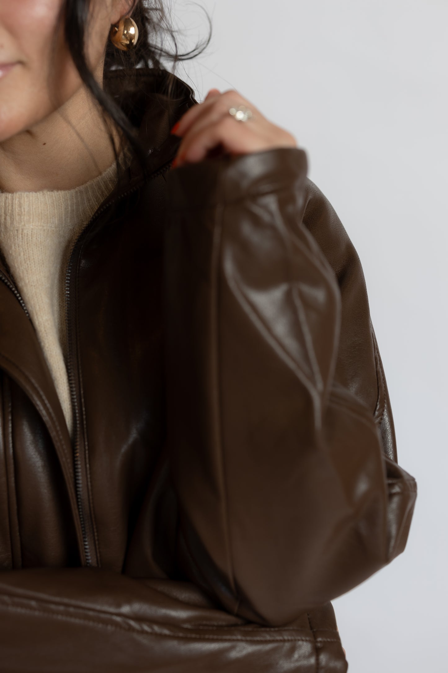 Never Knew Leather Bomber Jacket