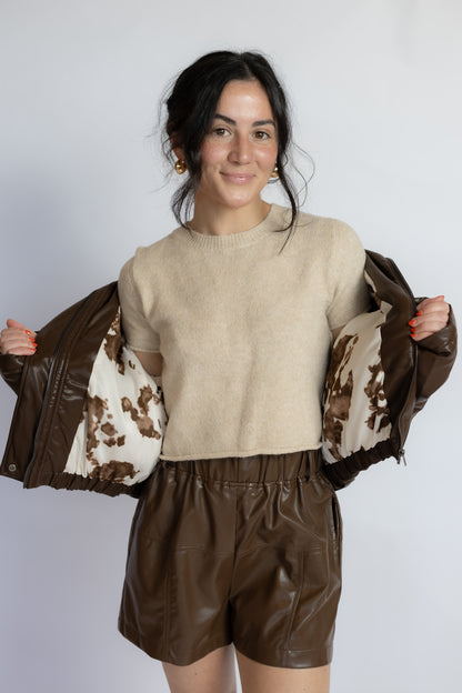 Never Knew Leather Bomber Jacket