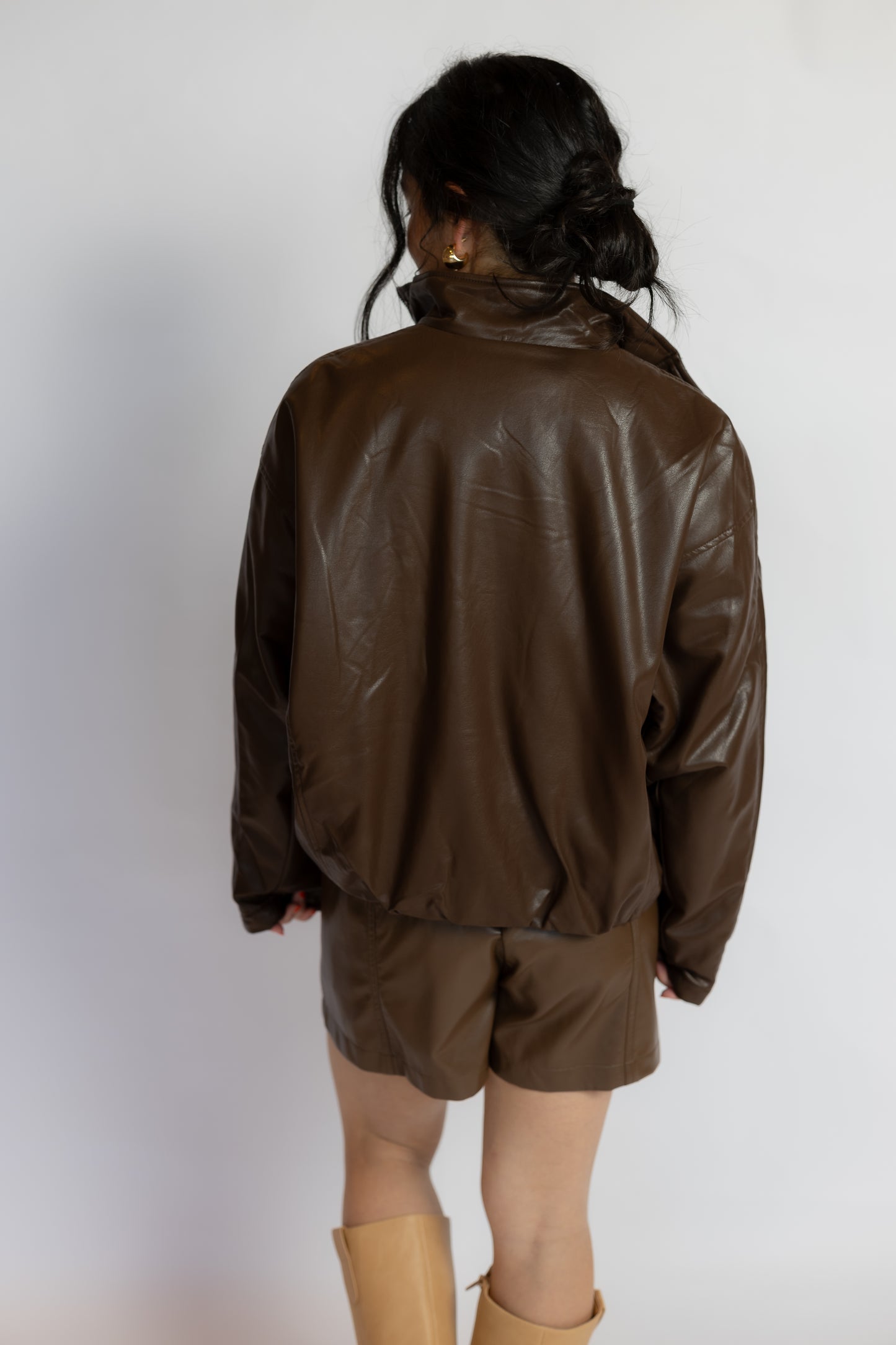 Never Knew Leather Bomber Jacket