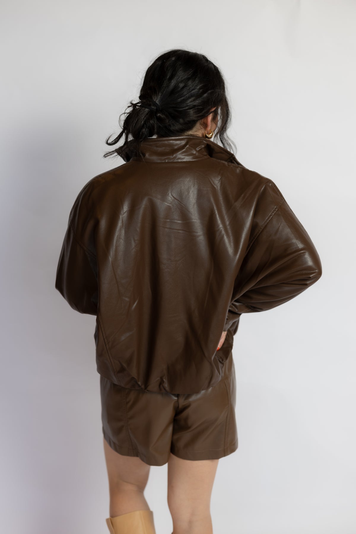 Never Knew Leather Bomber Jacket