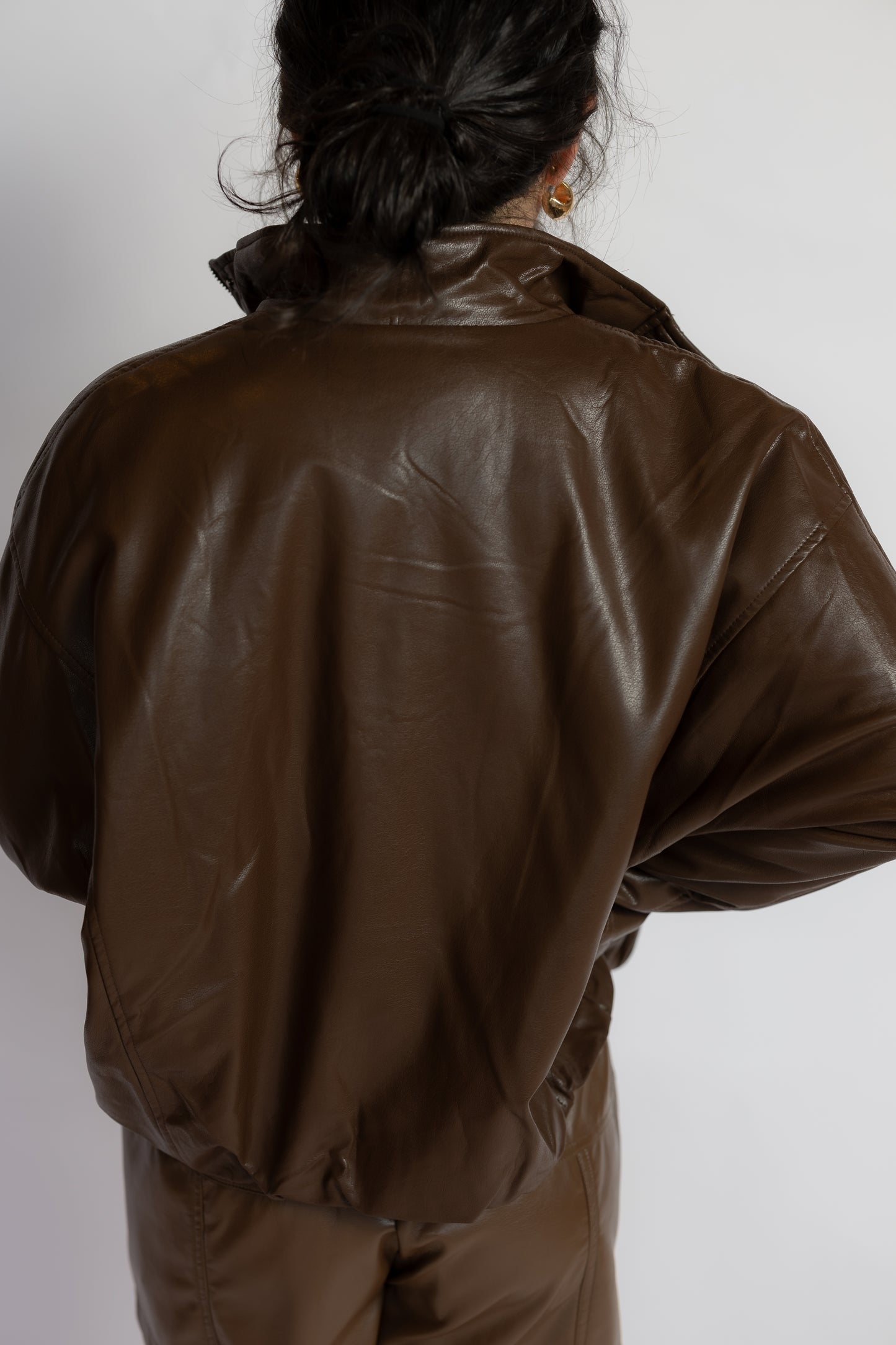 Never Knew Leather Bomber Jacket