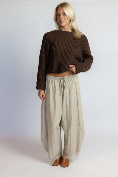 Just For Show Lace Balloon Pants Taupe