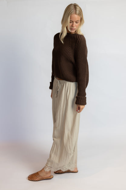 Just For Show Lace Balloon Pants Taupe