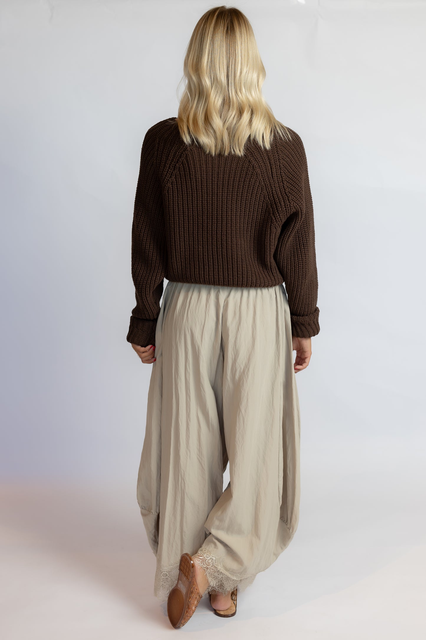 Just For Show Lace Balloon Pants Taupe
