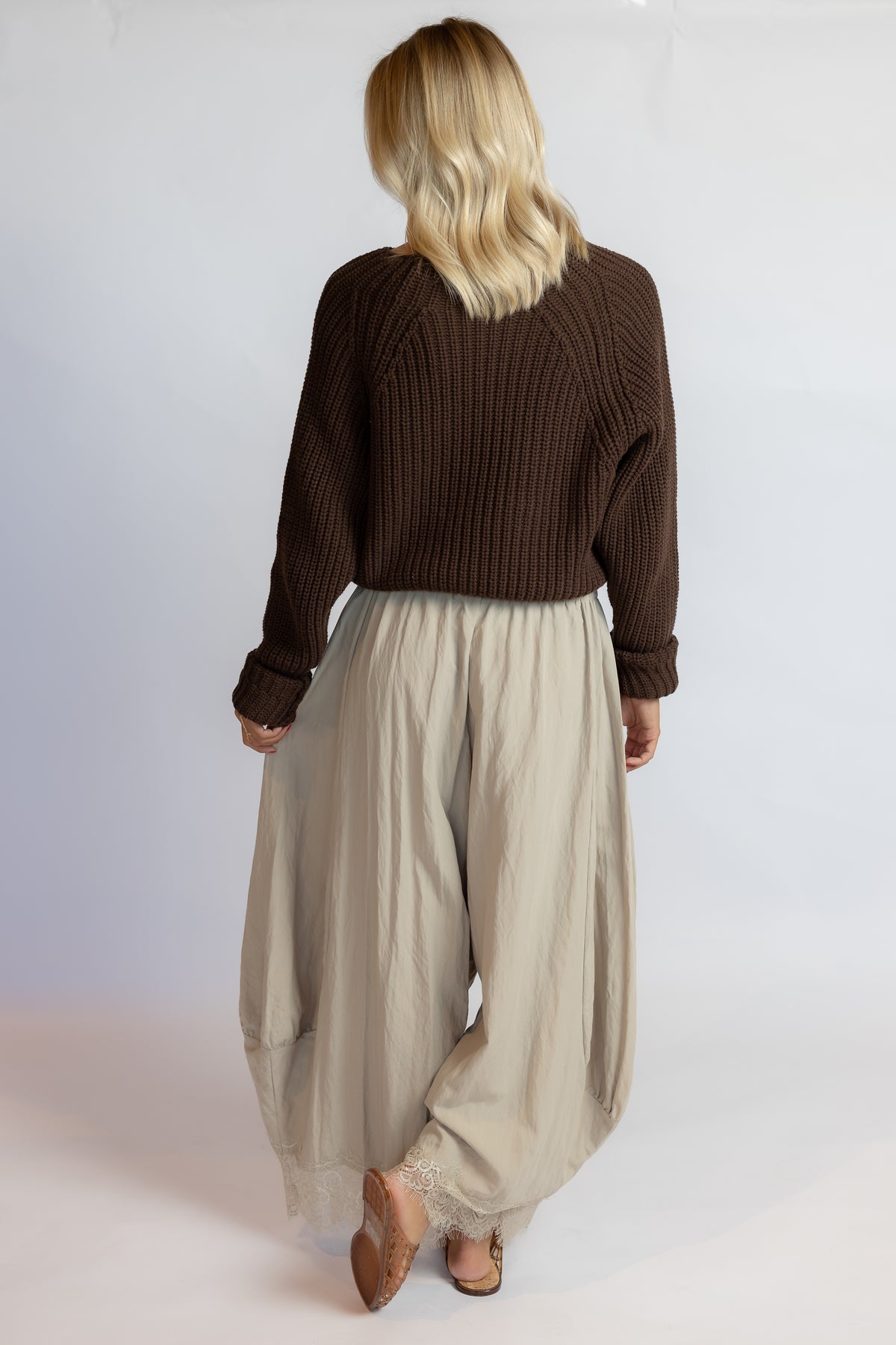 Just For Show Lace Balloon Pants Taupe