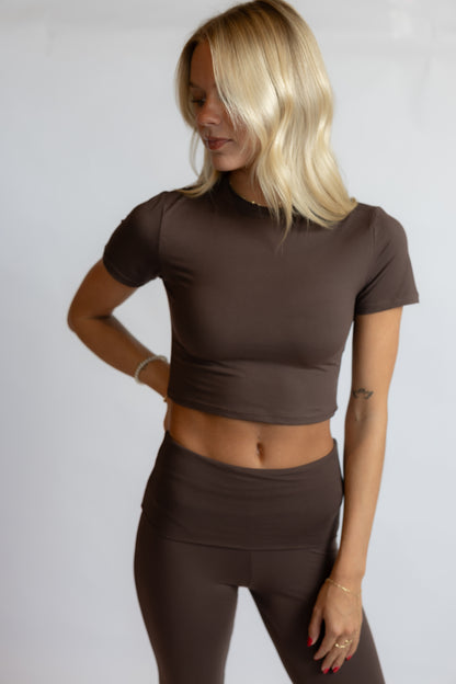 Sofia Jersey Crewneck Tee Chocolate