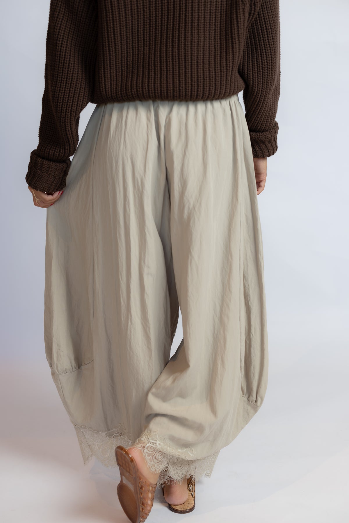 Just For Show Lace Balloon Pants Taupe