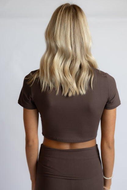 Sofia Jersey Crewneck Tee Chocolate