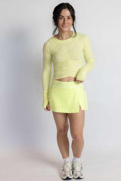 Tempo Ruched Long Sleeve Top Lime