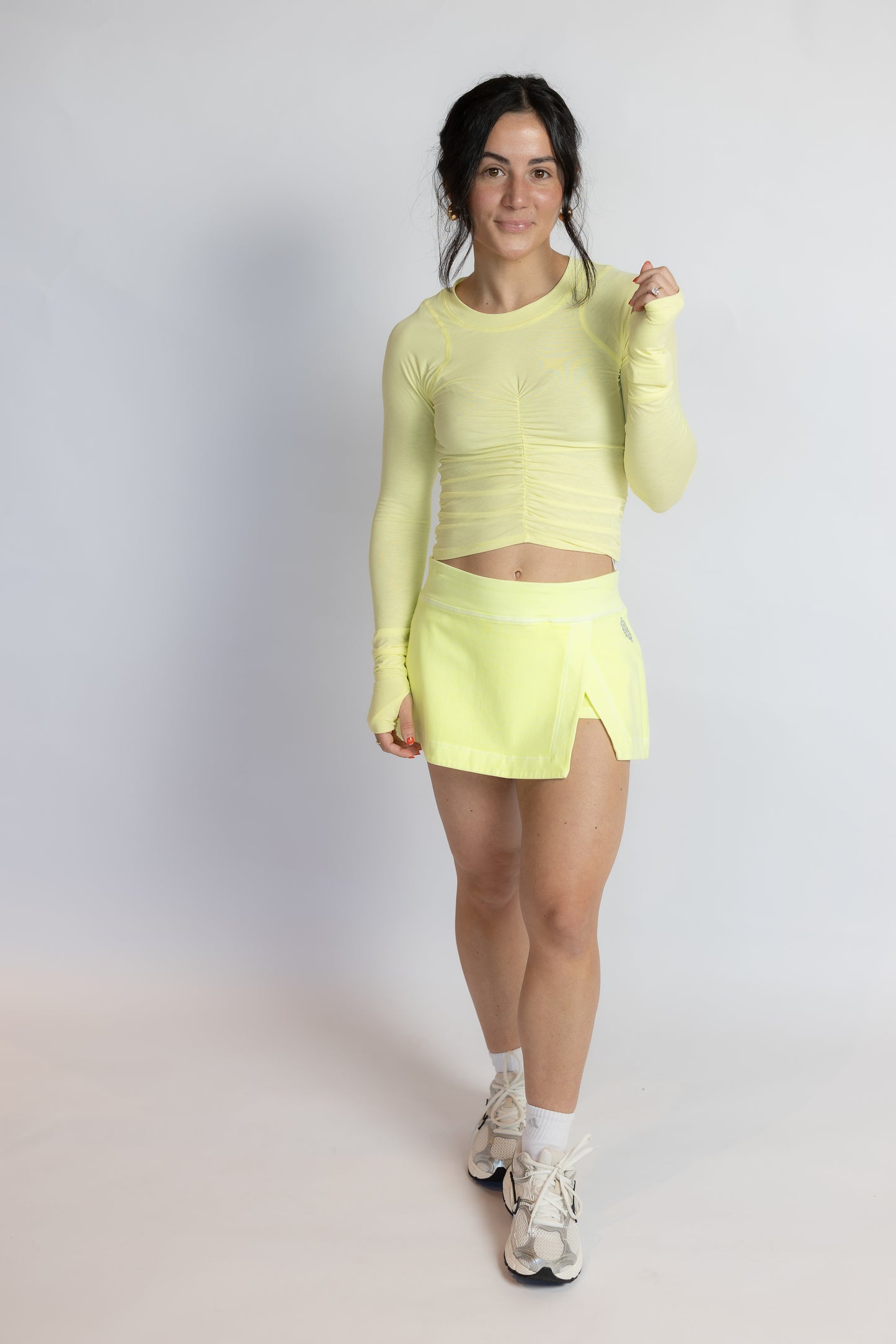 Tempo Ruched Long Sleeve Top Lime