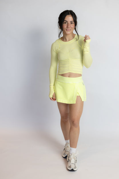 Tempo Ruched Long Sleeve Top Lime
