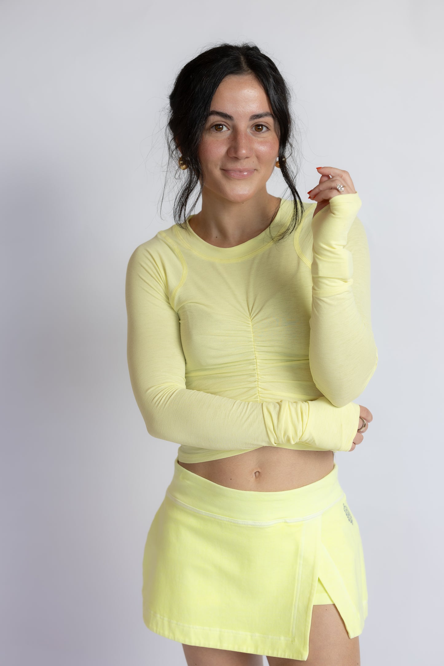 Tempo Ruched Long Sleeve Top Lime