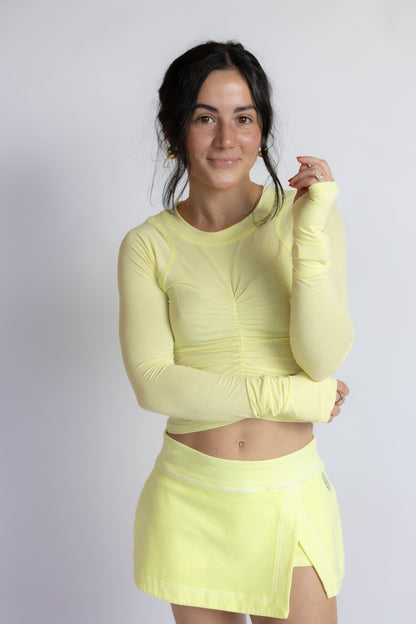 Tempo Ruched Long Sleeve Top Lime