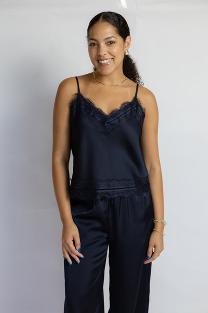 Maisie Lace Trim Satin Pants