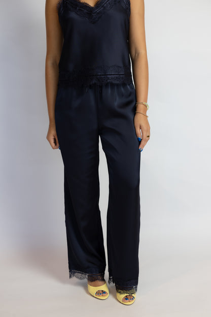 Maisie Lace Trim Satin Pants