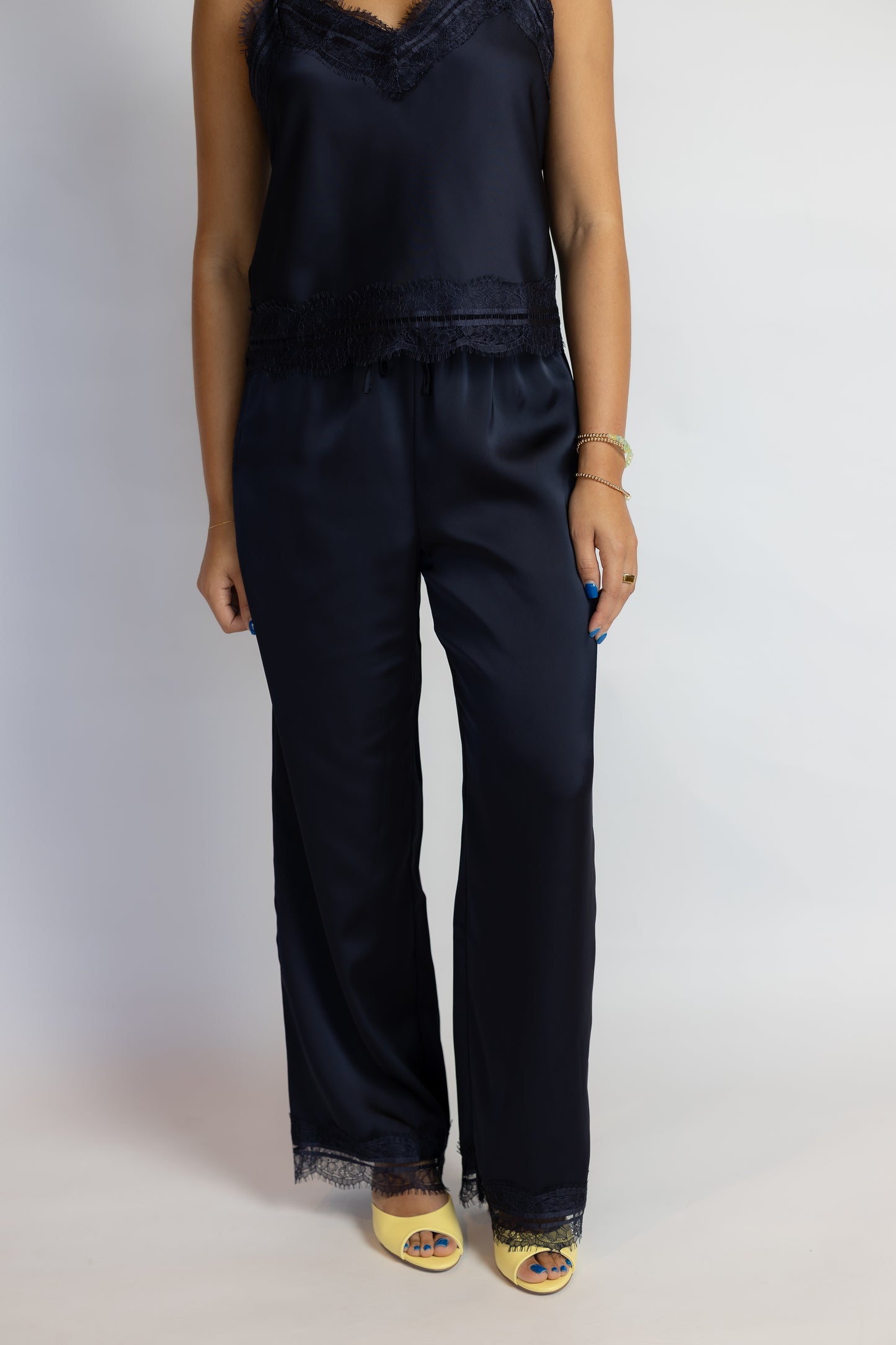 Maisie Lace Trim Satin Top
