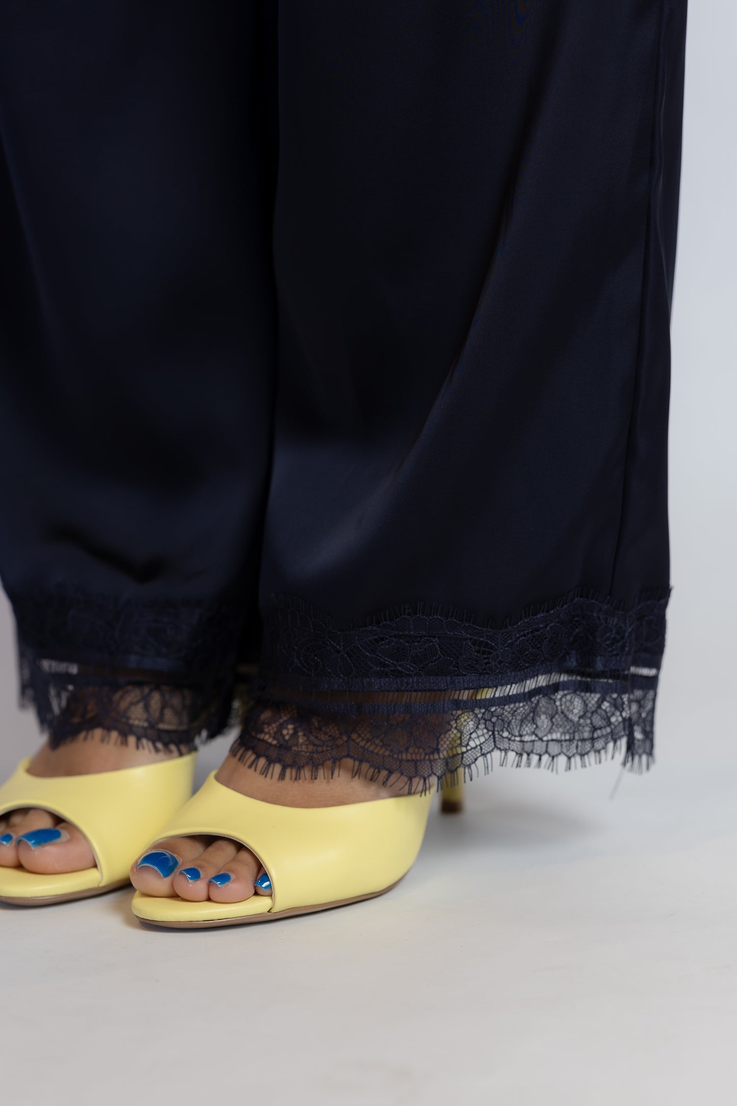 Maisie Lace Trim Satin Pants