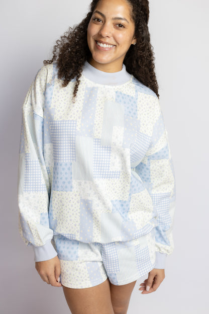 Alex Patchwork Mock Neck Sweatshirt