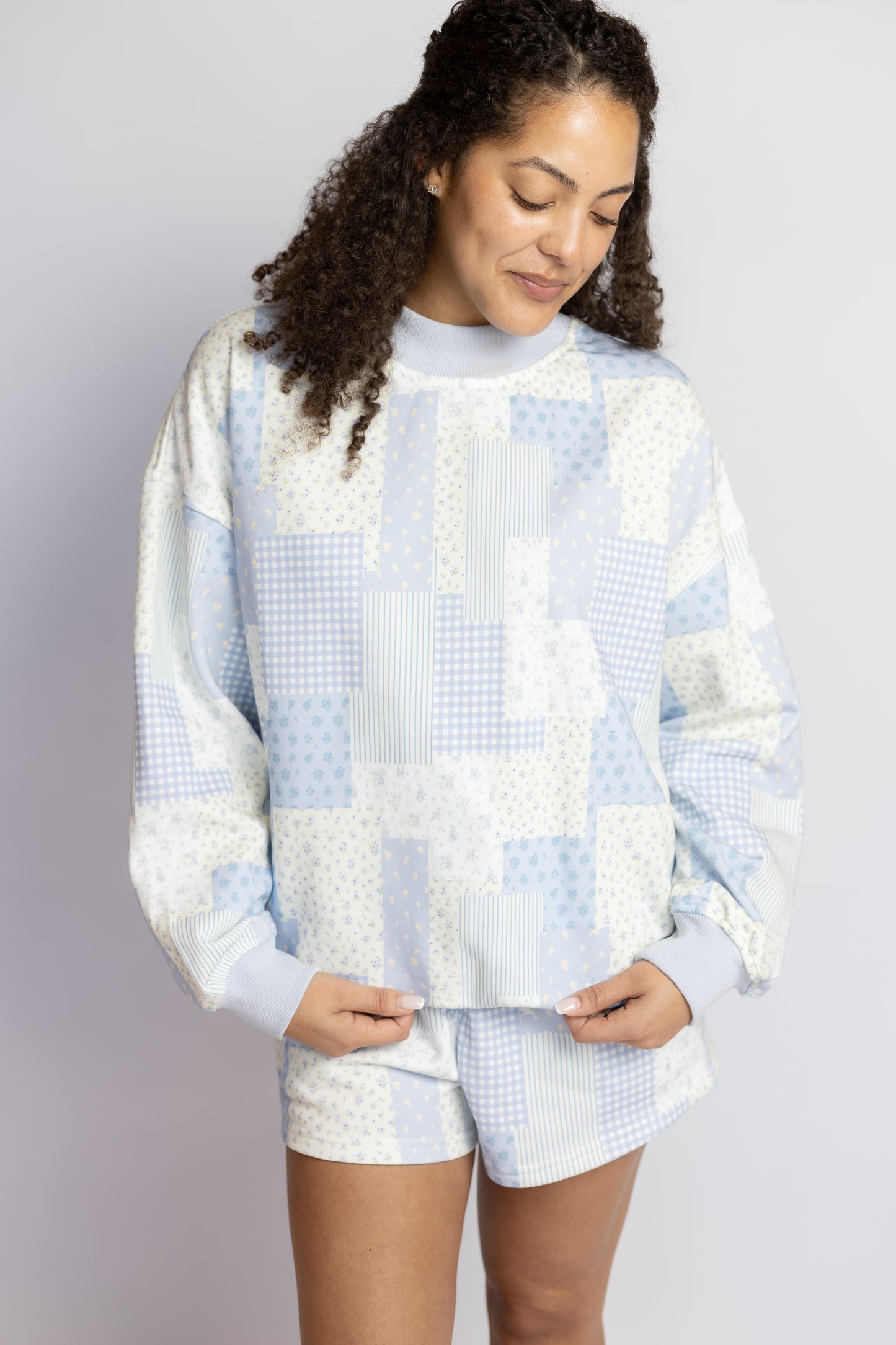 Alex Patchwork Mock Neck Sweatshirt
