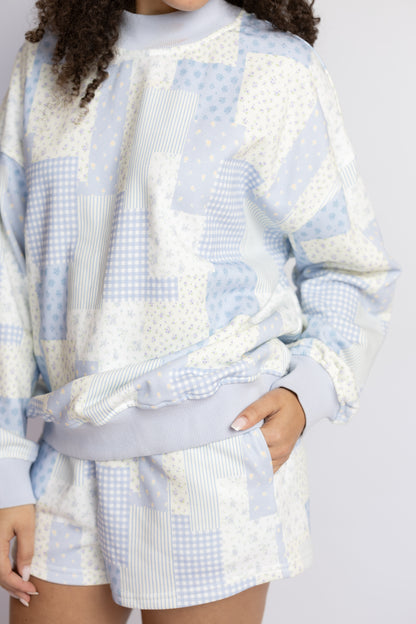 Alex Patchwork Mock Neck Sweatshirt