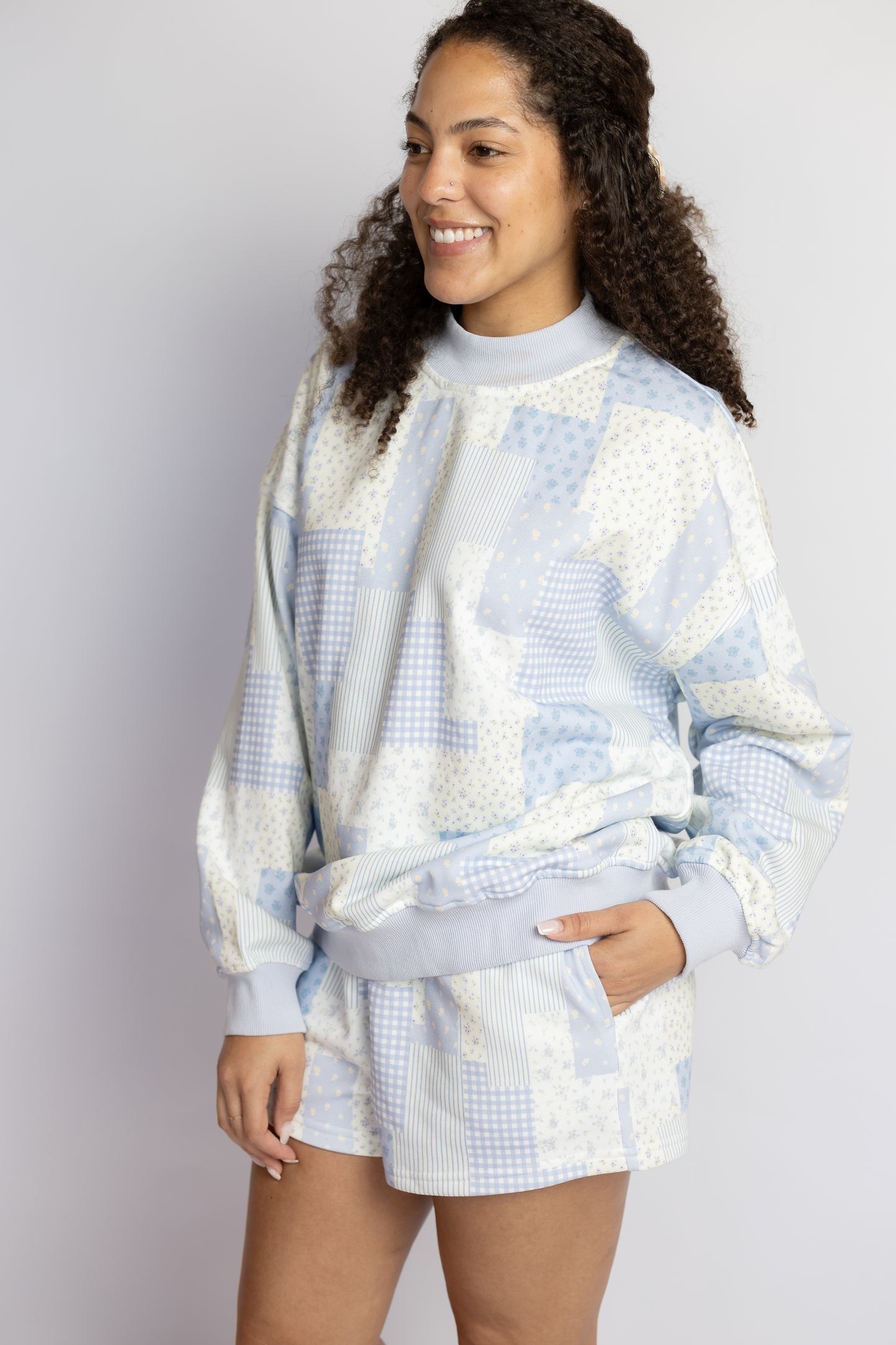 Alex Patchwork Mock Neck Sweatshirt