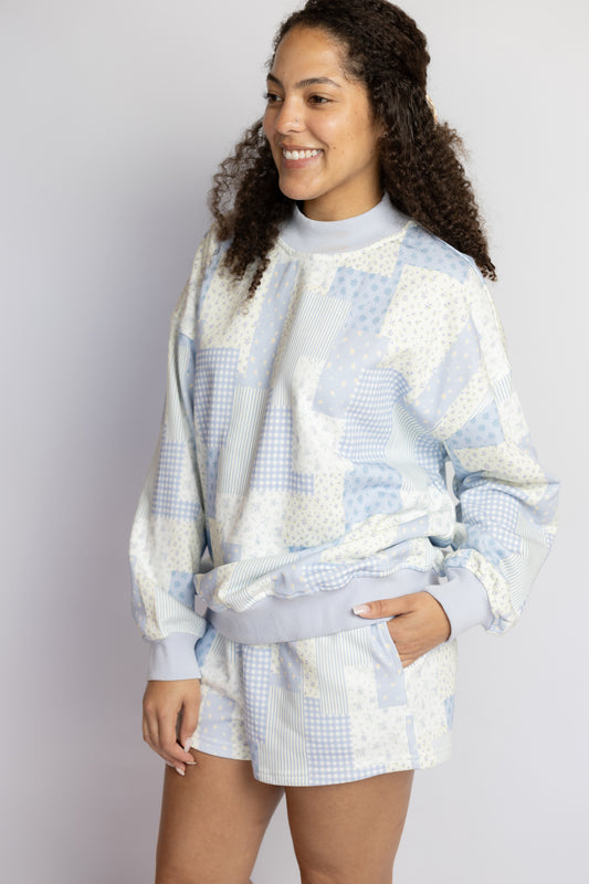 Alex Patchwork Mock Neck Sweatshirt