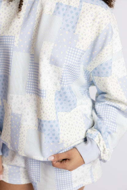 Alex Patchwork Mock Neck Sweatshirt