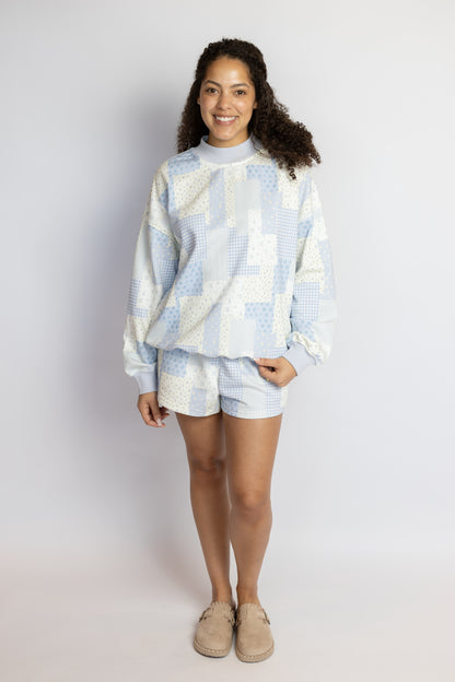 Alex Patchwork Mock Neck Sweatshirt