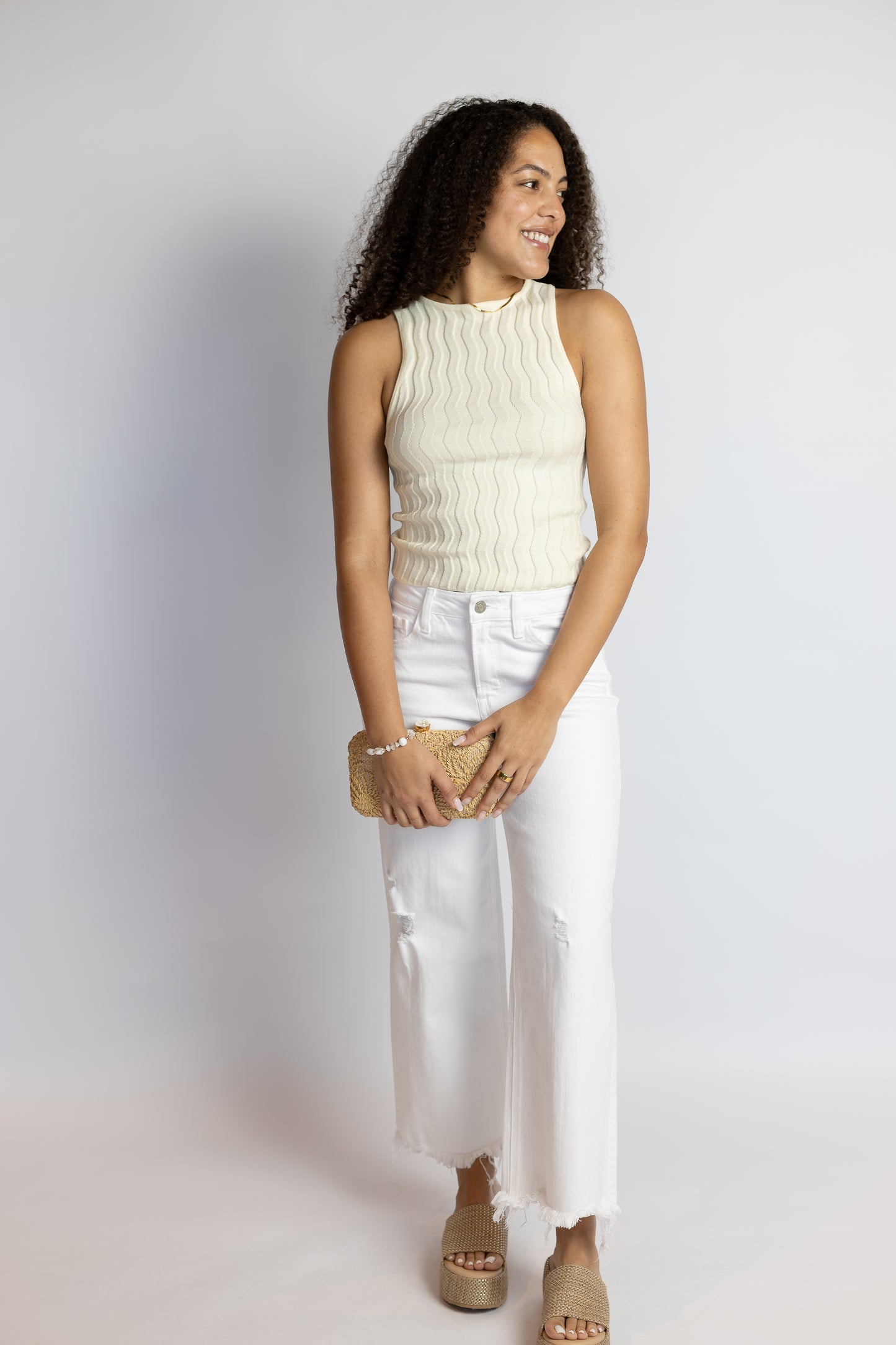 Ashleigh Cropped White Denim
