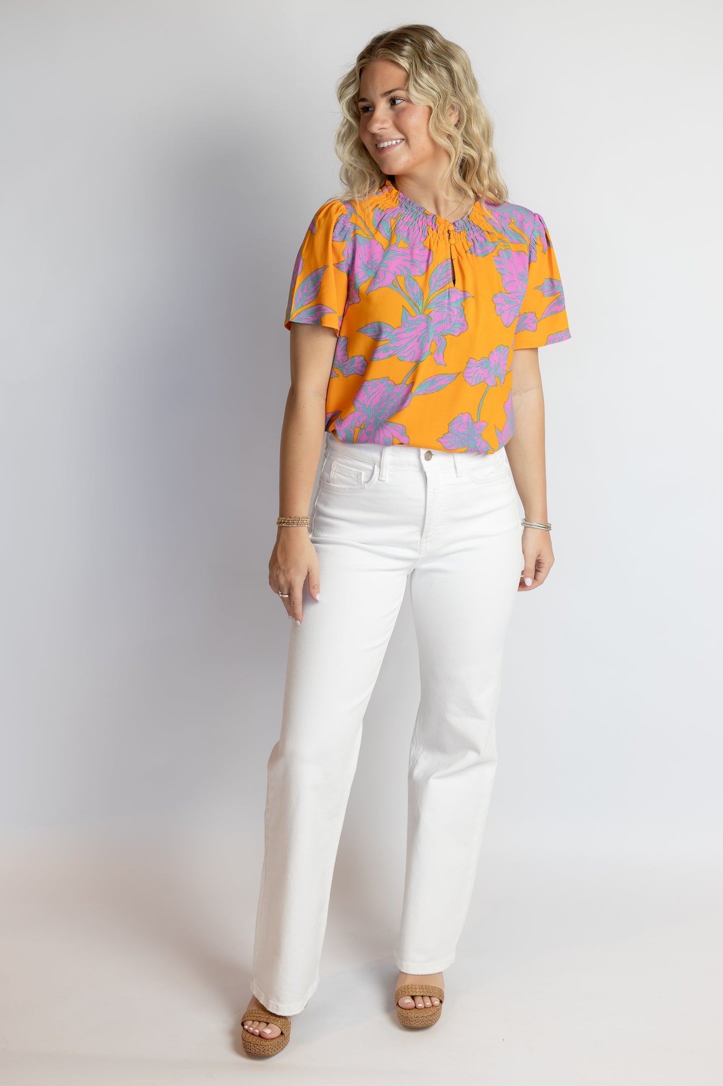 Regine Smocked Floral Top