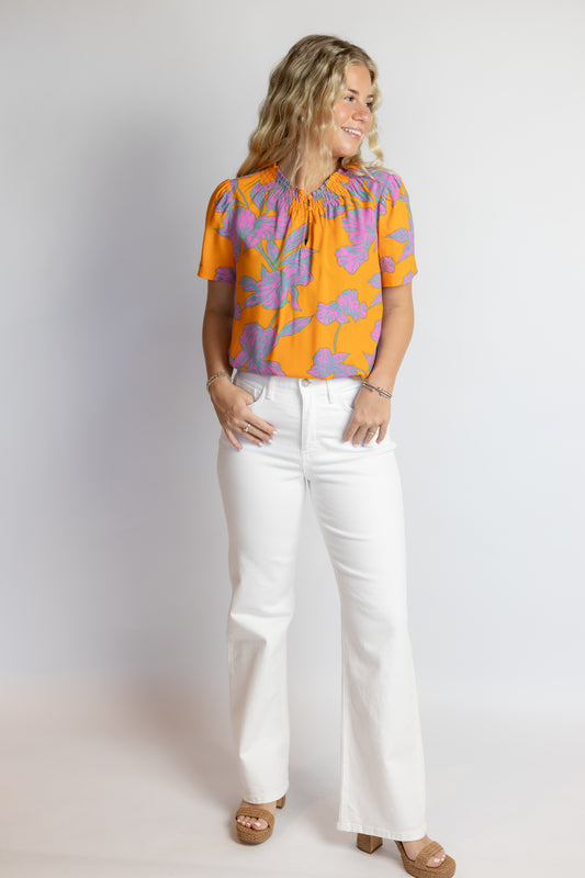 Regine Smocked Floral Top