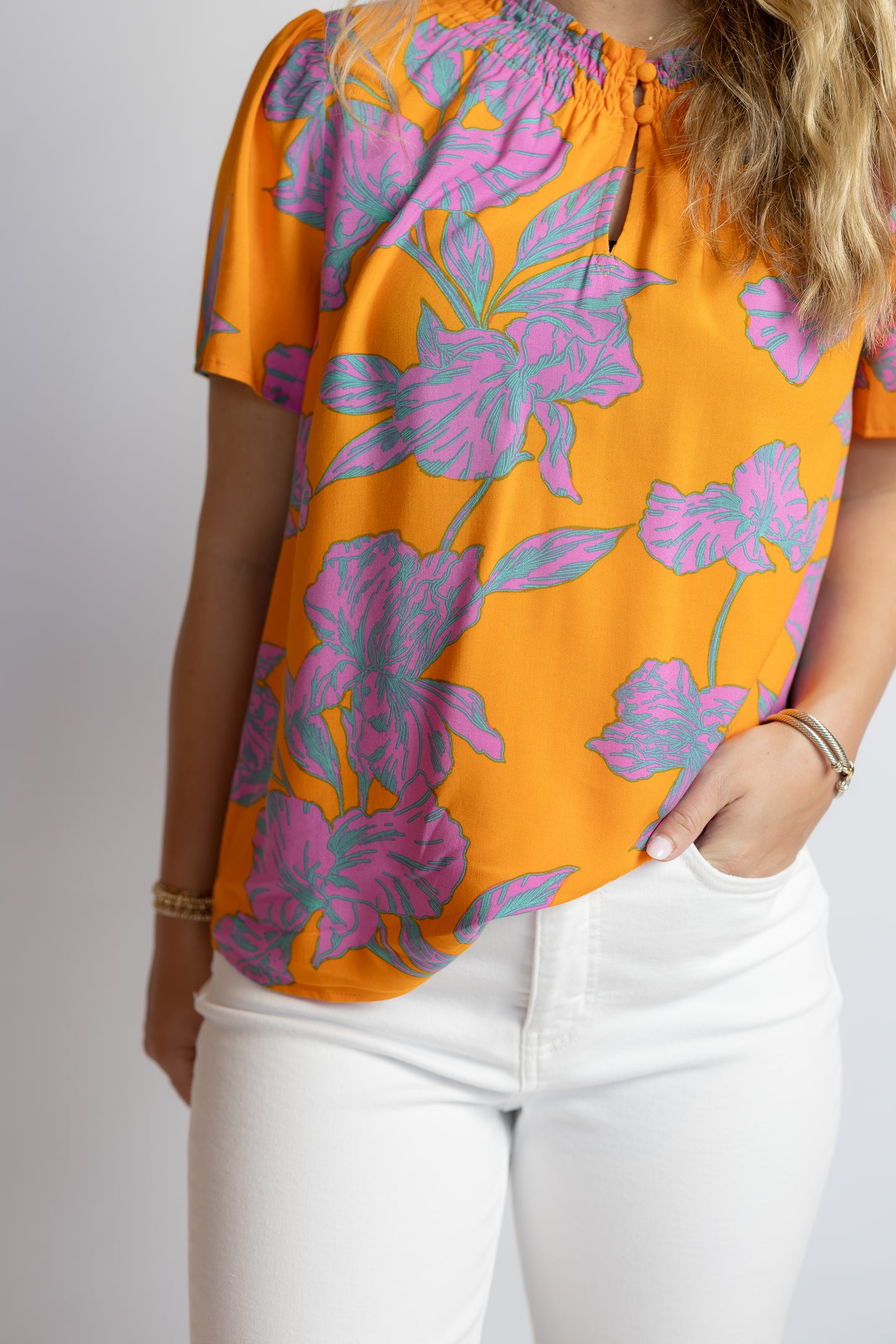 Regine Smocked Floral Top