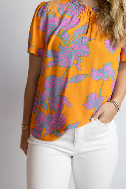 Regine Smocked Floral Top