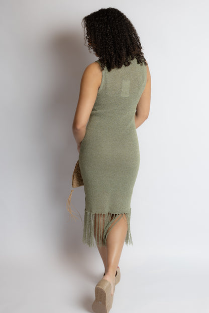 Wild Cactus Fringe Midi Dress