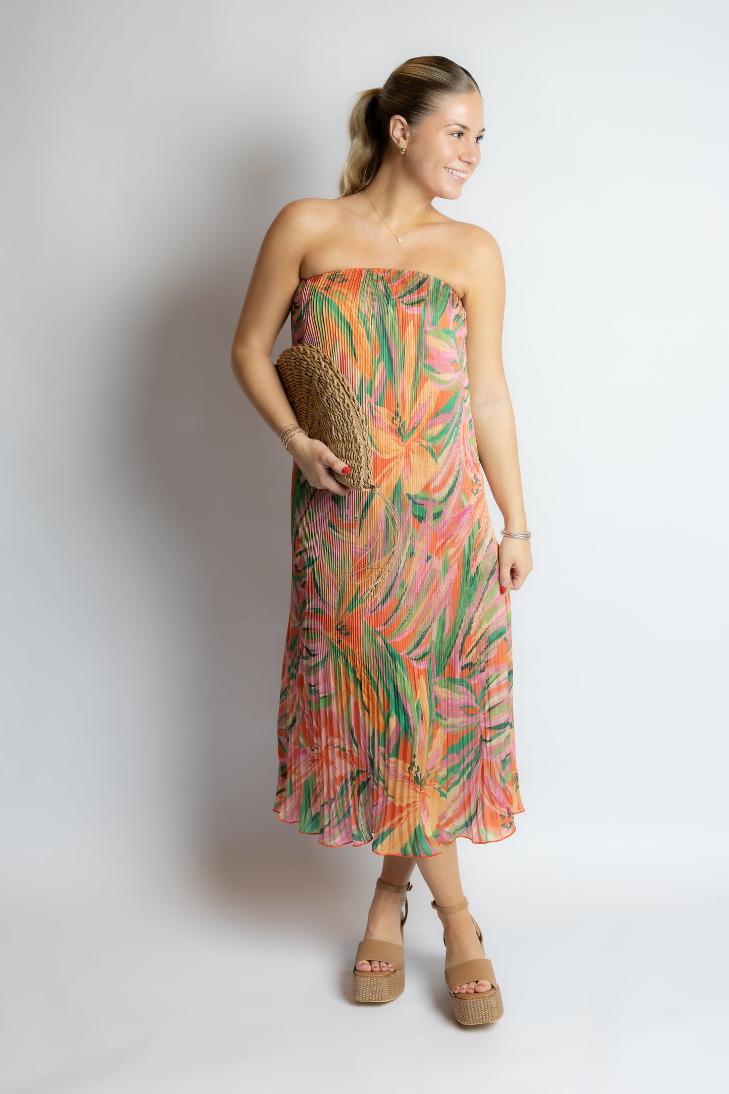 Sunset Ridge Plisse Midi Dress