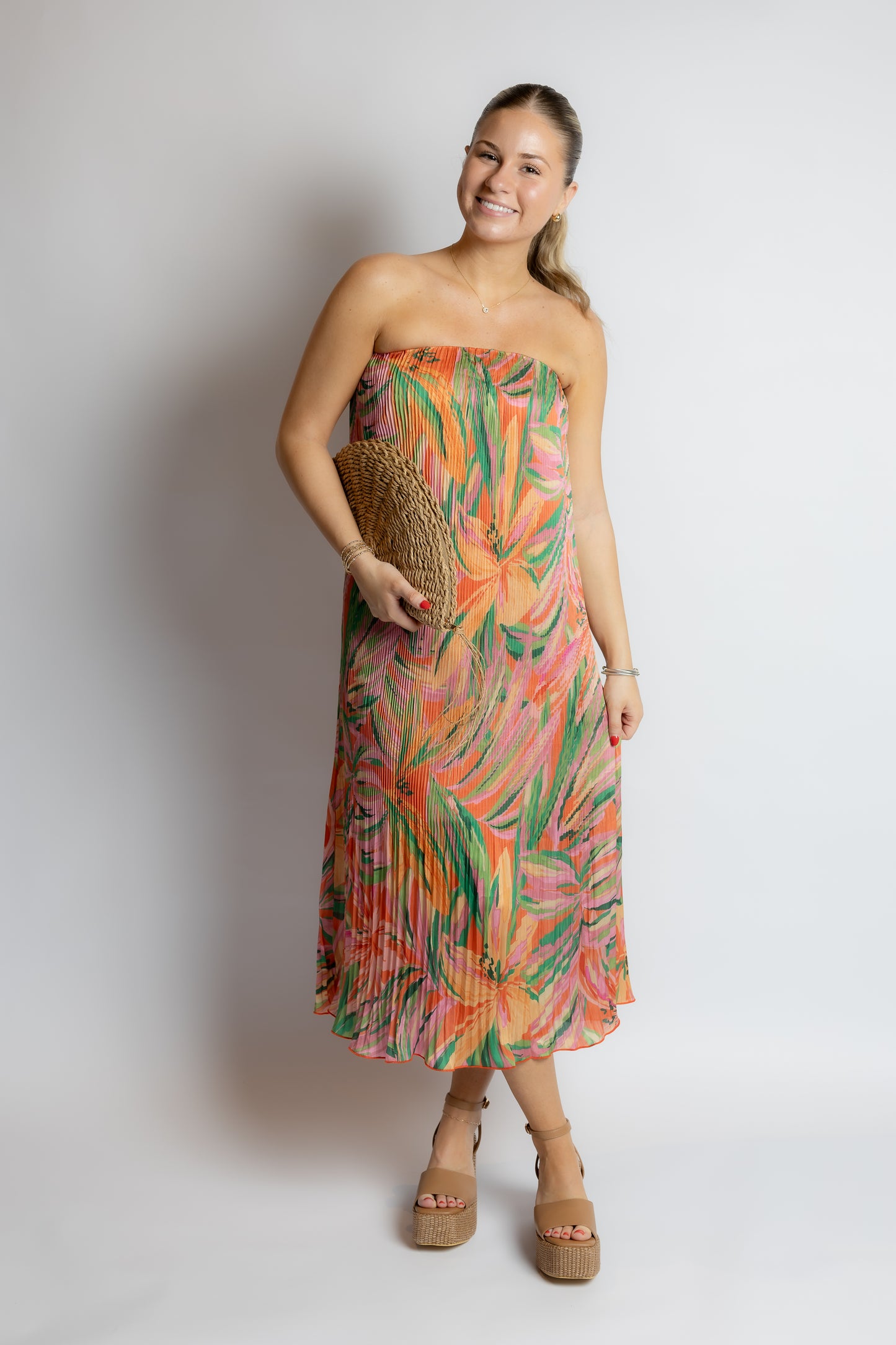 Sunset Ridge Plisse Midi Dress