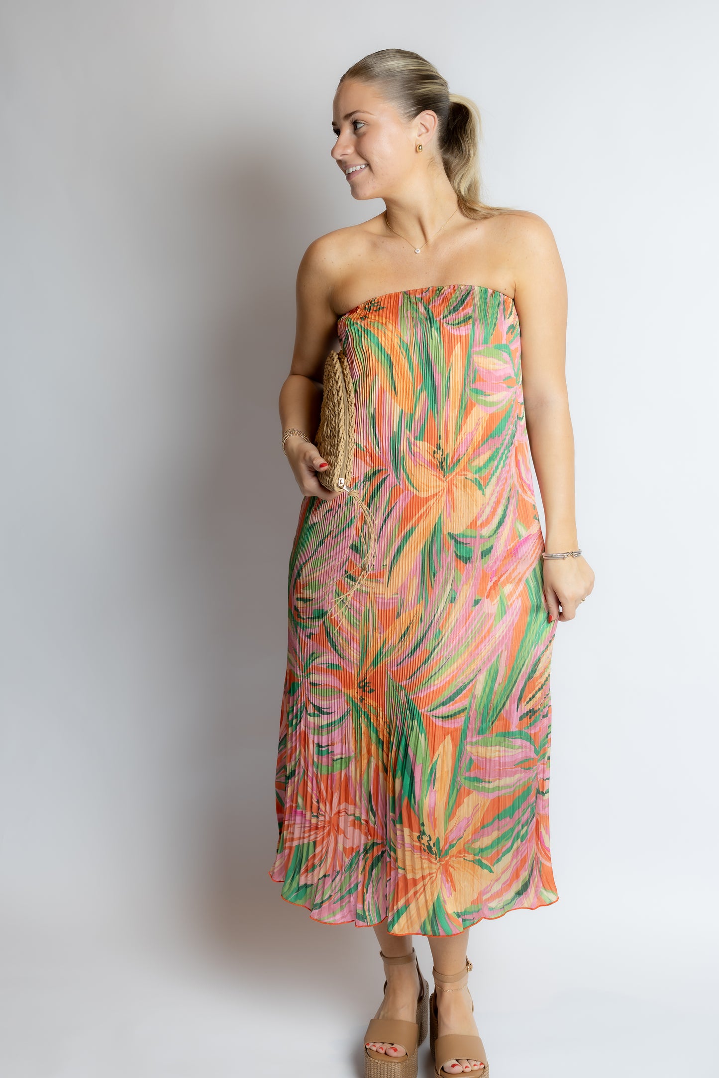Sunset Ridge Plisse Midi Dress