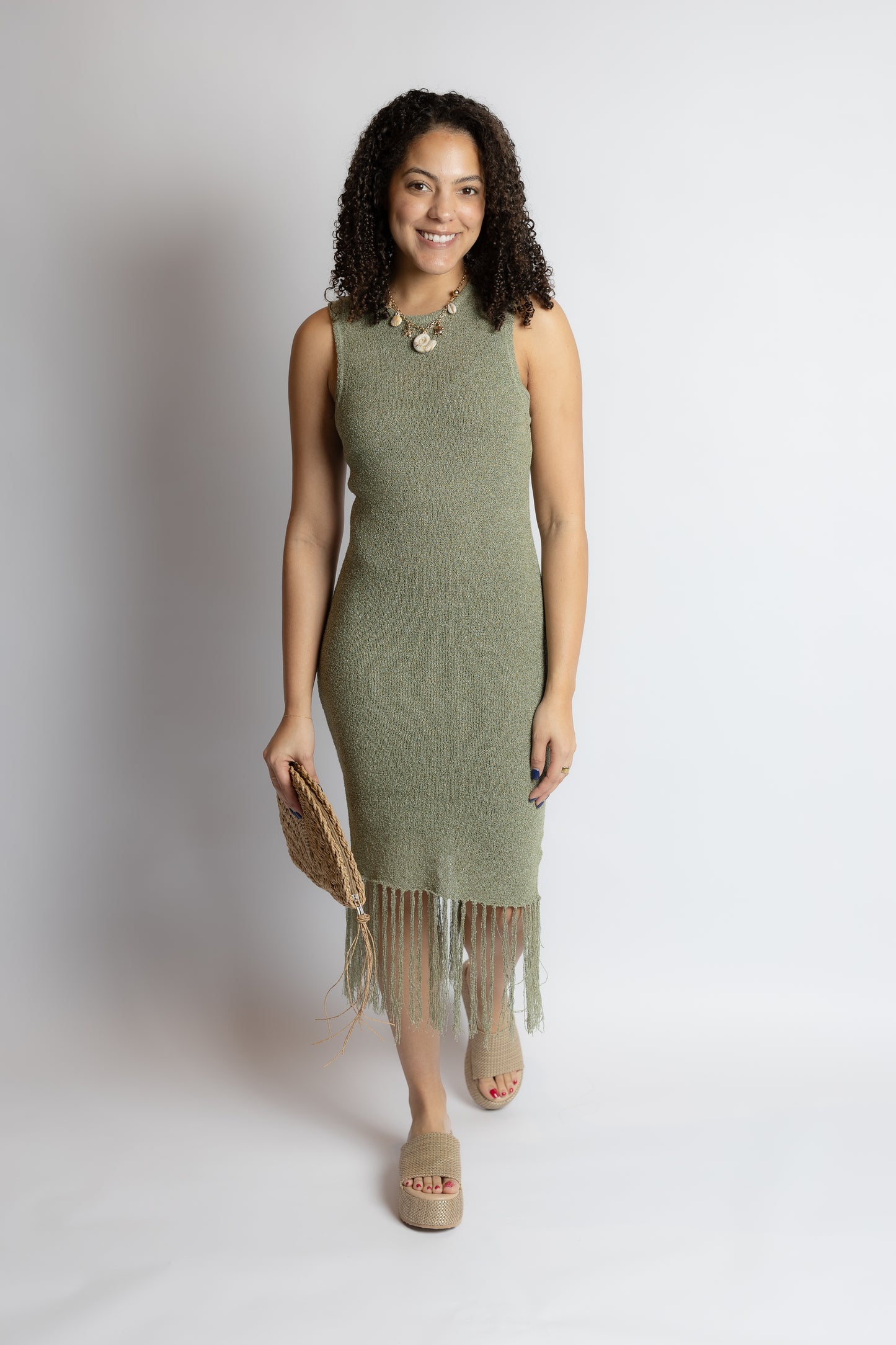 Wild Cactus Fringe Midi Dress