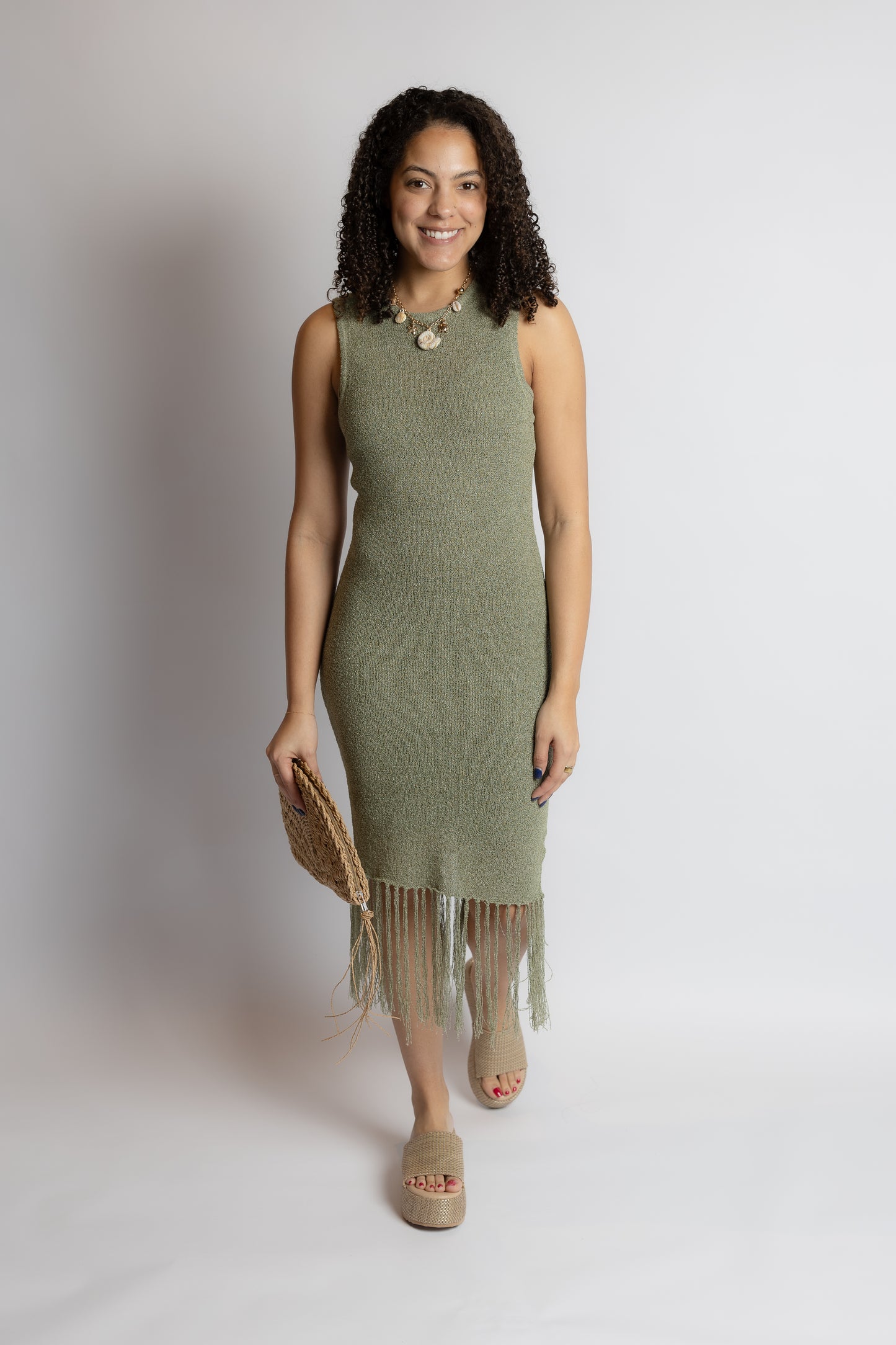 Wild Cactus Fringe Midi Dress