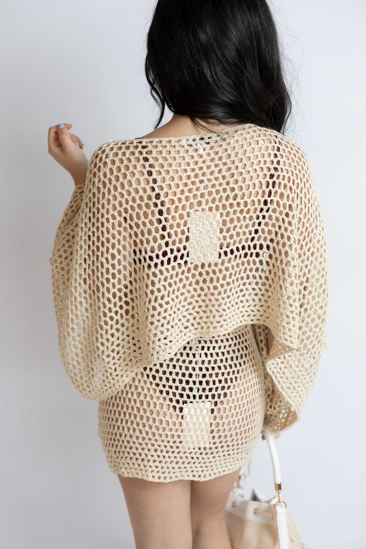 Carmel Shell Crochet Mini Skirt