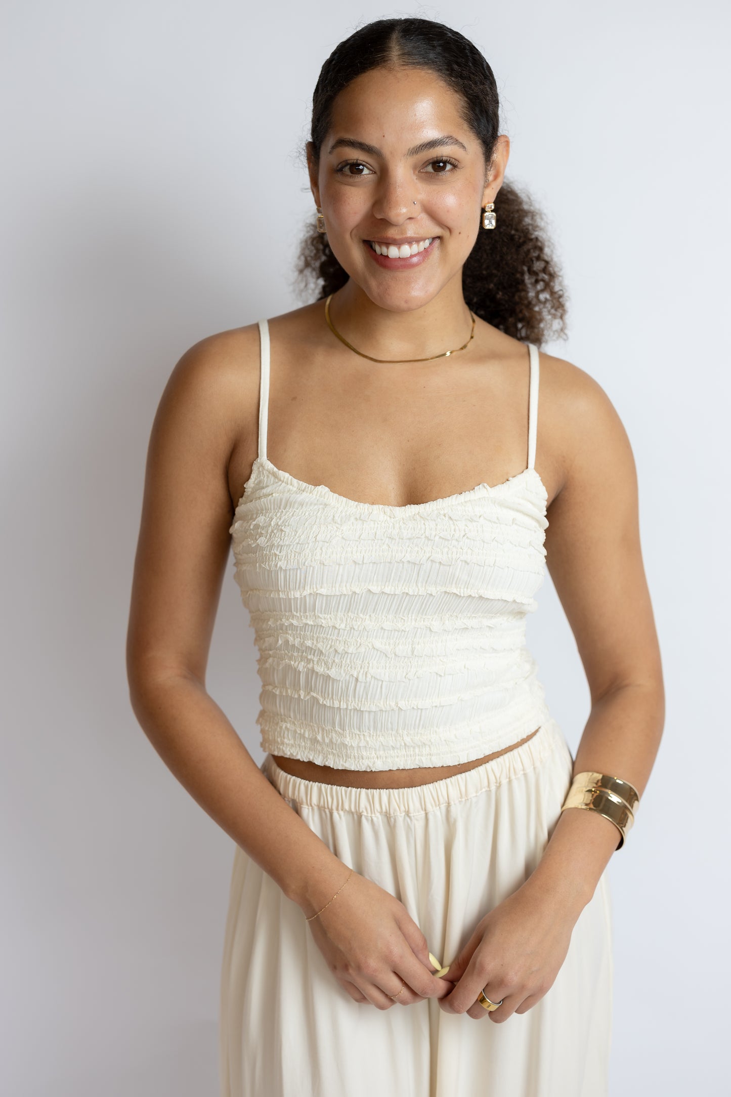 Capital Letters Ruffled Cami Top