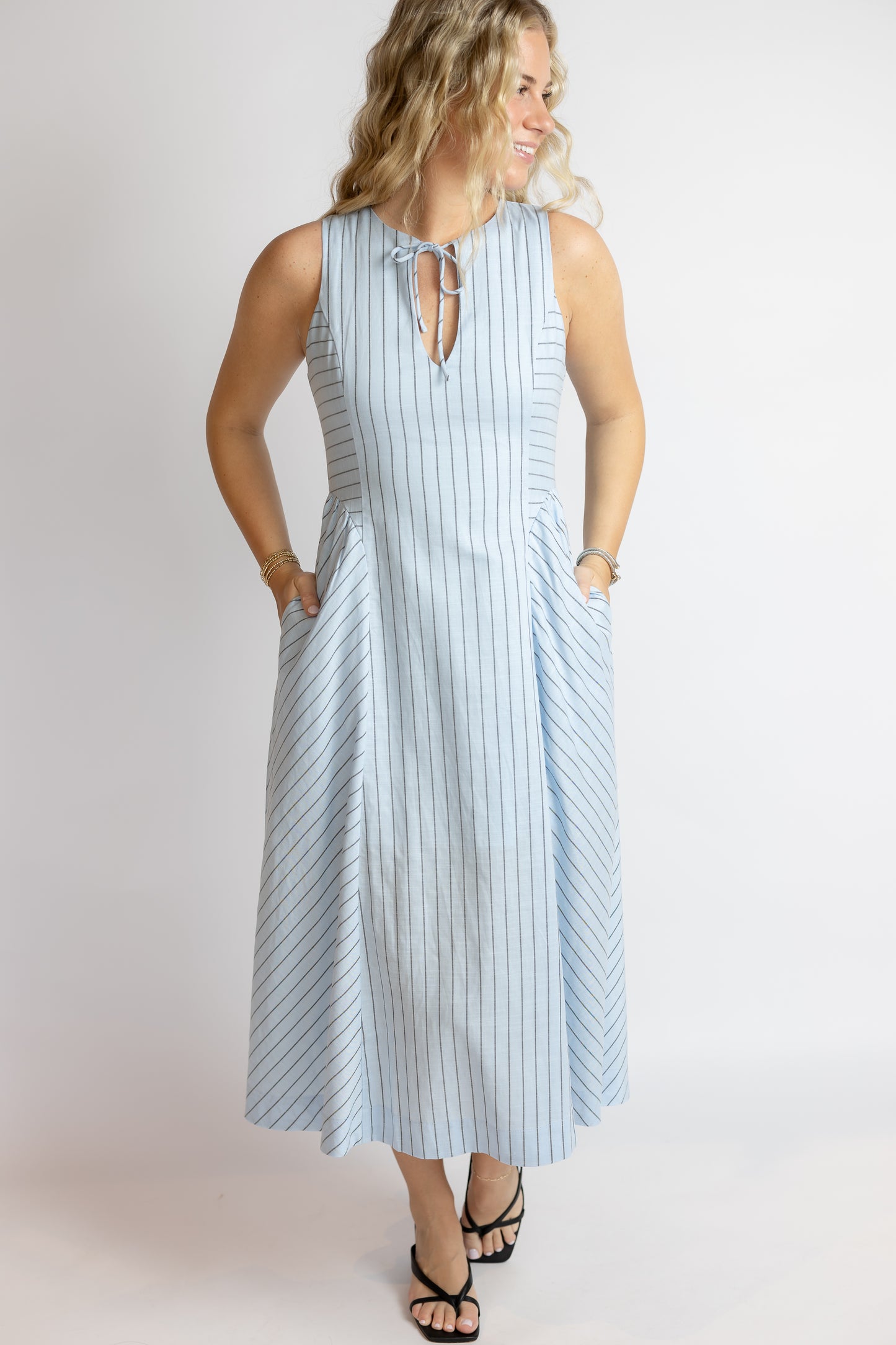 Tori Striped Midi Dress