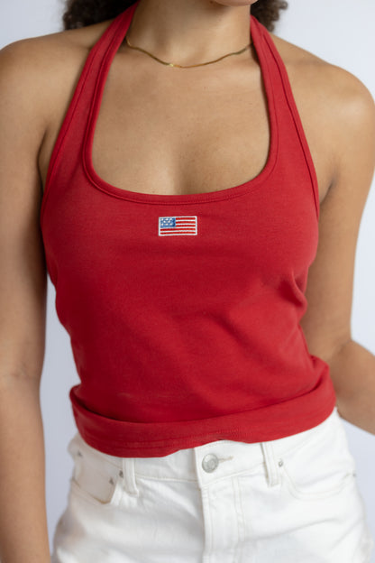 Halfway There American Flag Halter Neck