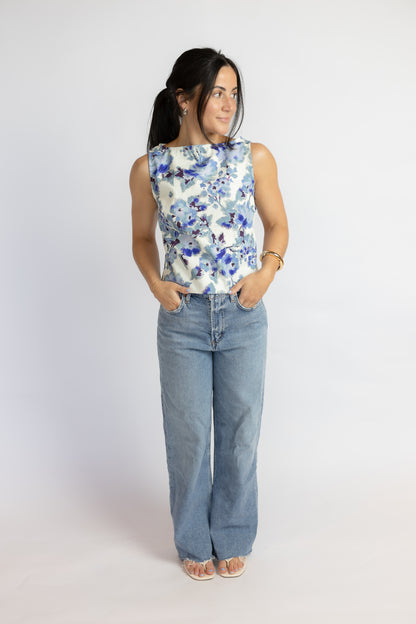 Maribel Floral Open Back Top