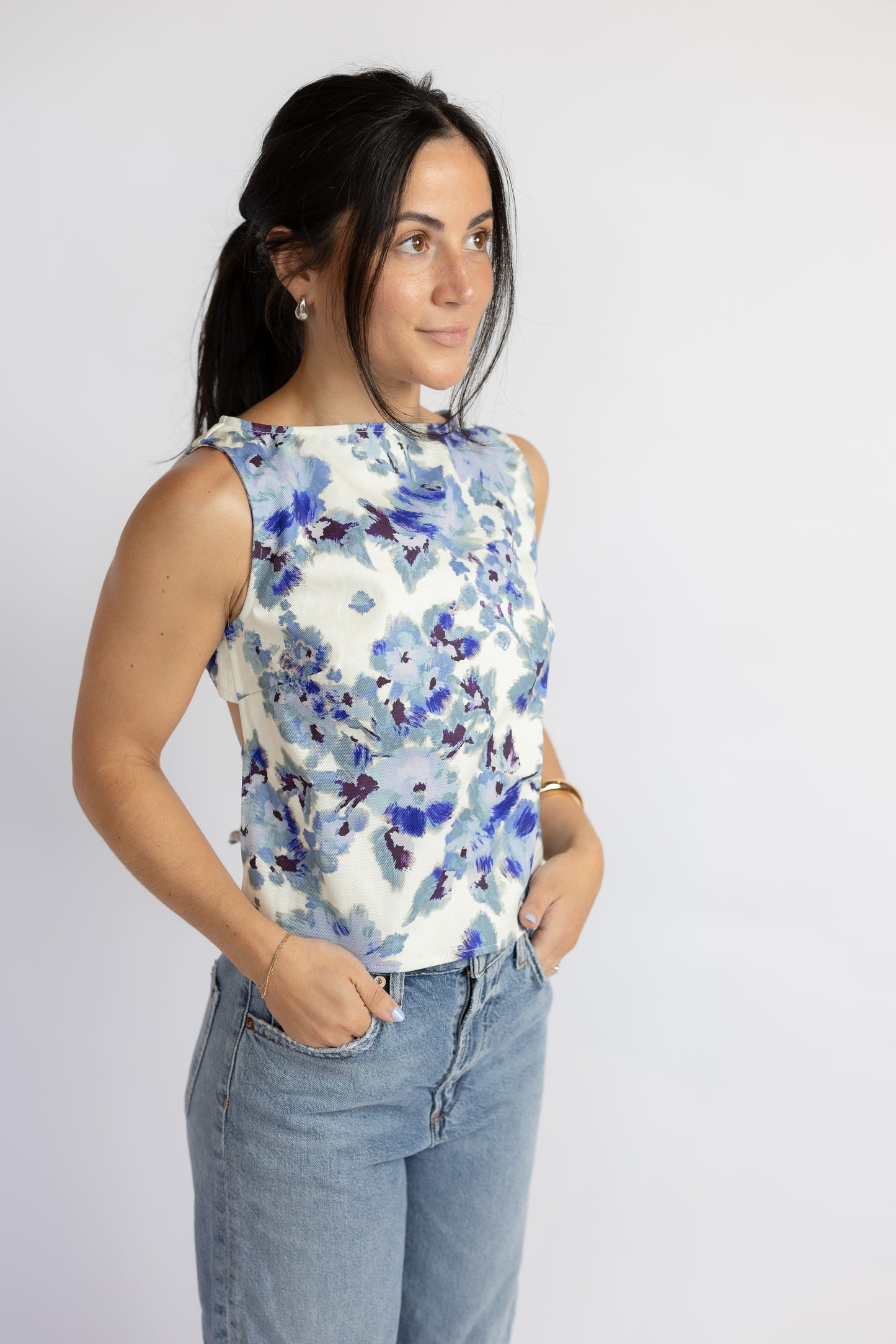 Maribel Floral Open Back Top