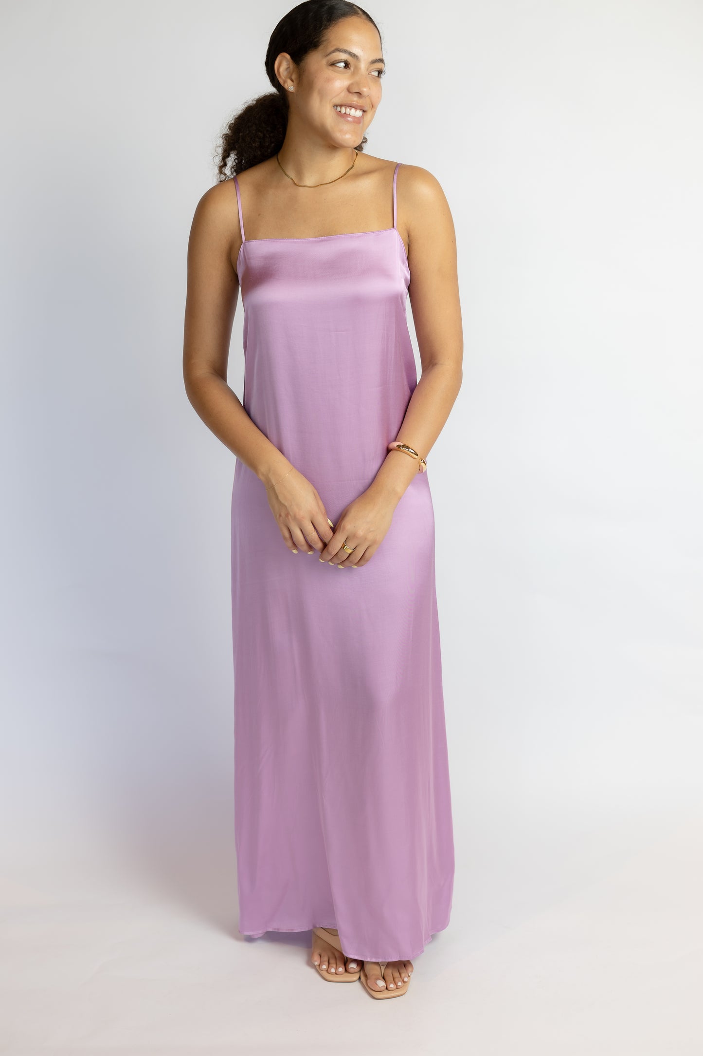 Aria Straight Neck Slip Maxi Dress