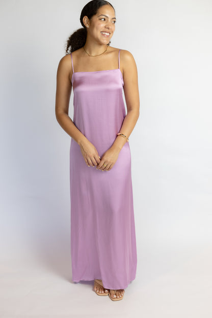 Aria Straight Neck Slip Maxi Dress